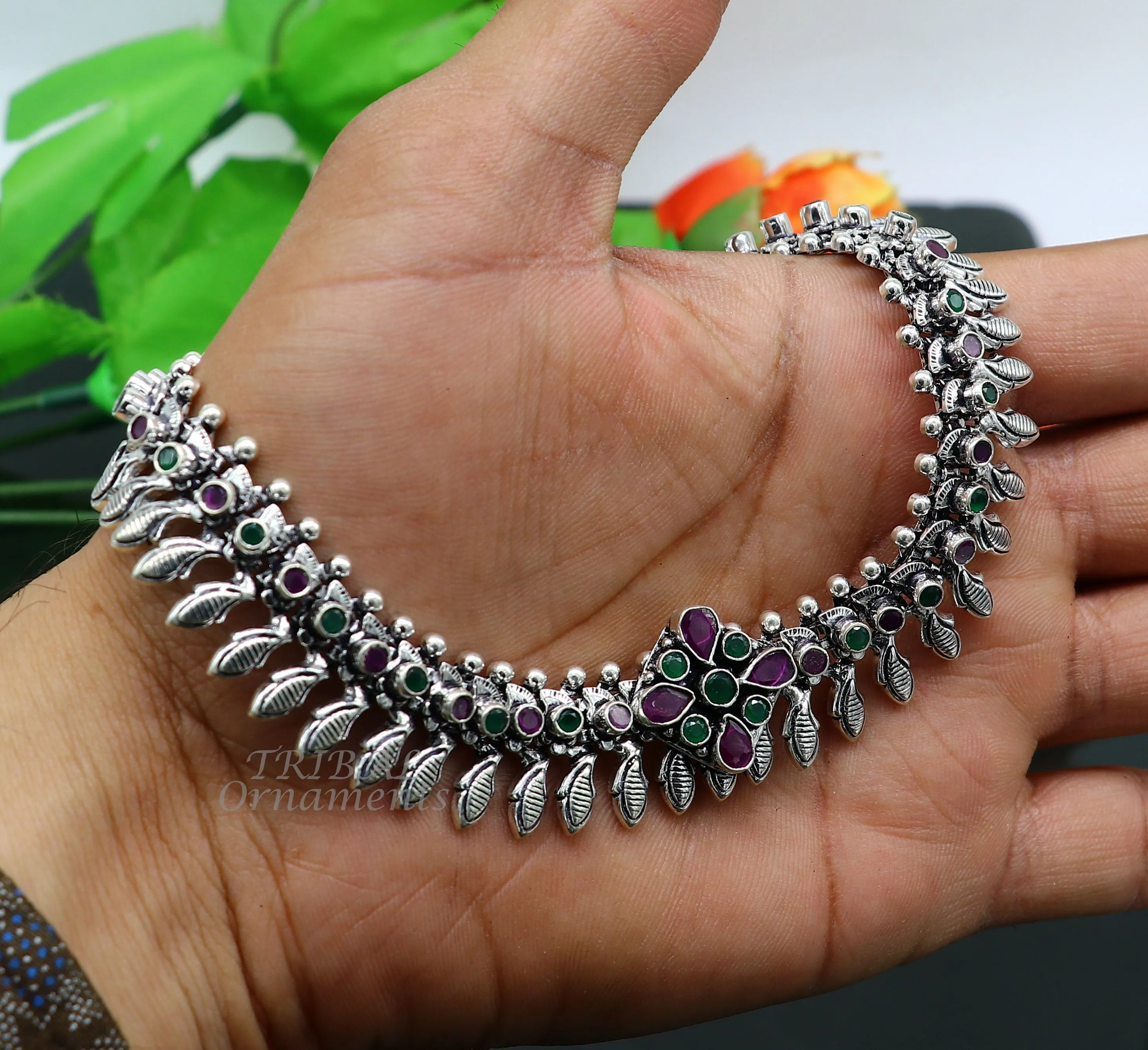 10.5" Inches long handmade 925 sterling silver fabulous color stone customized anklet bracelet, amazing anklets belly dance jewelry ank523