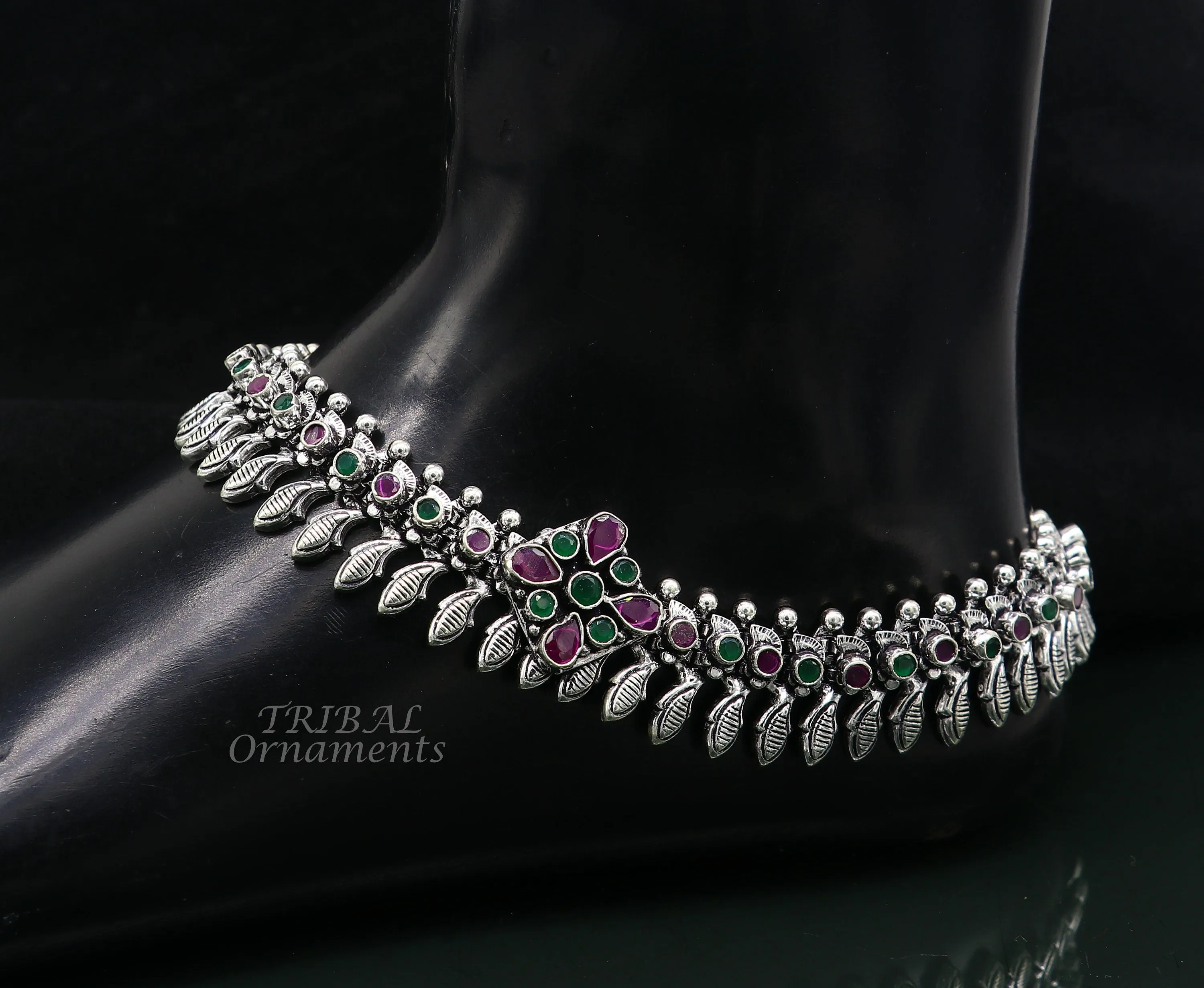10.5" Inches long handmade 925 sterling silver fabulous color stone customized anklet bracelet, amazing anklets belly dance jewelry ank523