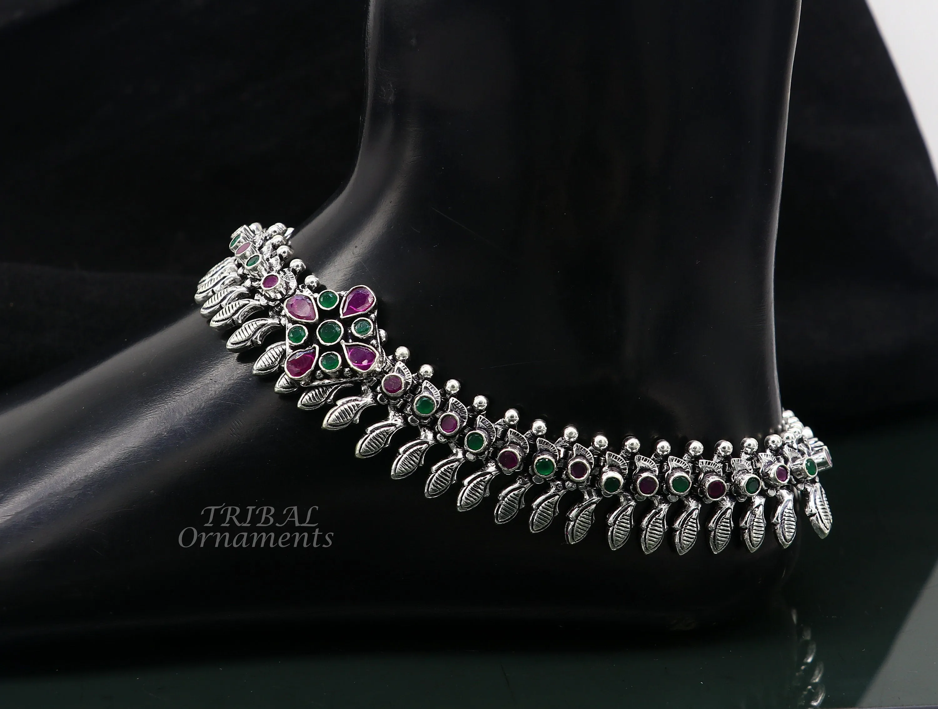10.5" Inches long handmade 925 sterling silver fabulous color stone customized anklet bracelet, amazing anklets belly dance jewelry ank523