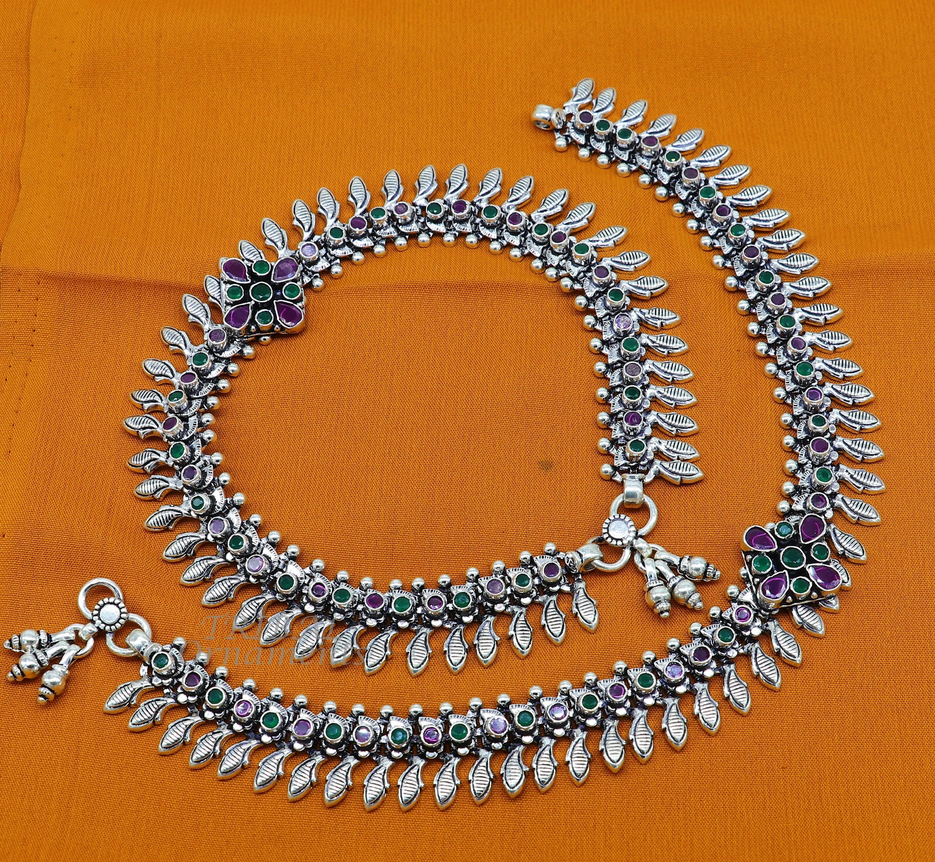 10.5" Inches long handmade 925 sterling silver fabulous color stone customized anklet bracelet, amazing anklets belly dance jewelry ank523