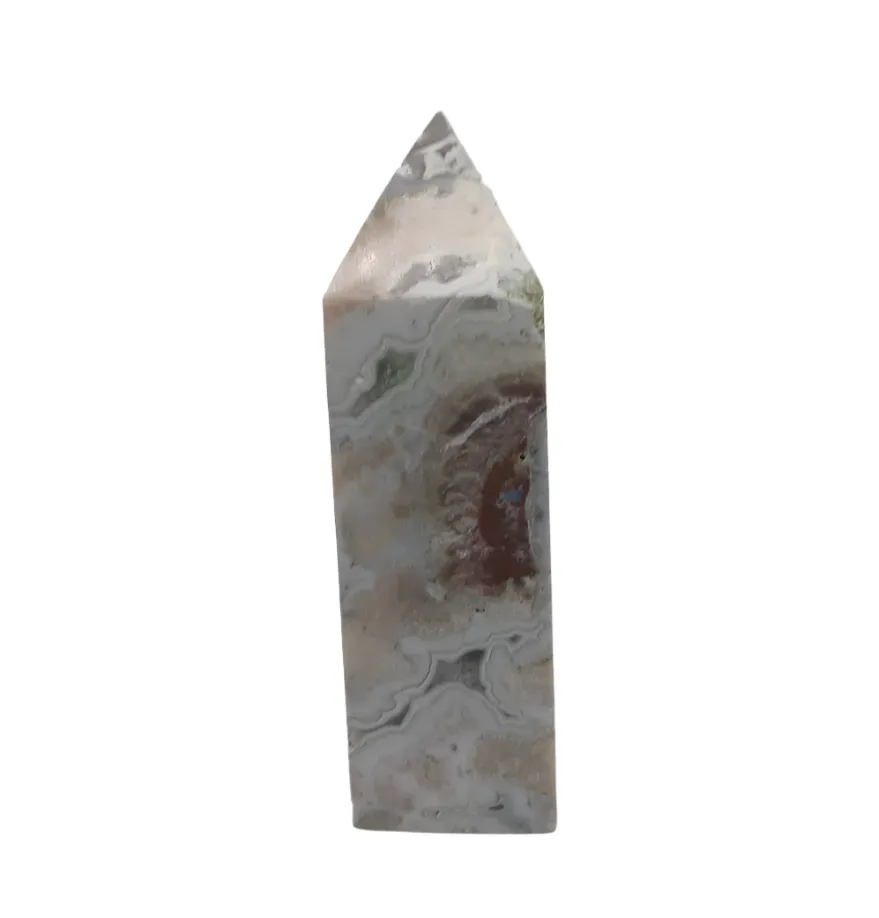 118G Blue Cherry Flower Agate Tower