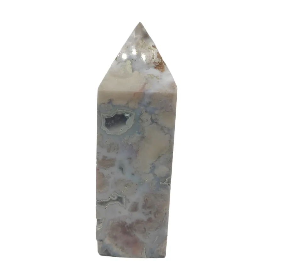 118G Blue Cherry Flower Agate Tower