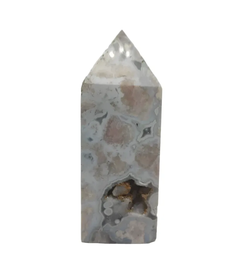 118G Blue Cherry Flower Agate Tower
