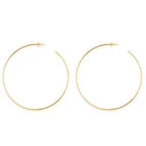 14k Gold Round Large Hoop Earrings, Diameter 75 mm