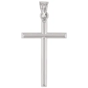 14K White Gold Classic Latin Plain Cross Pendant