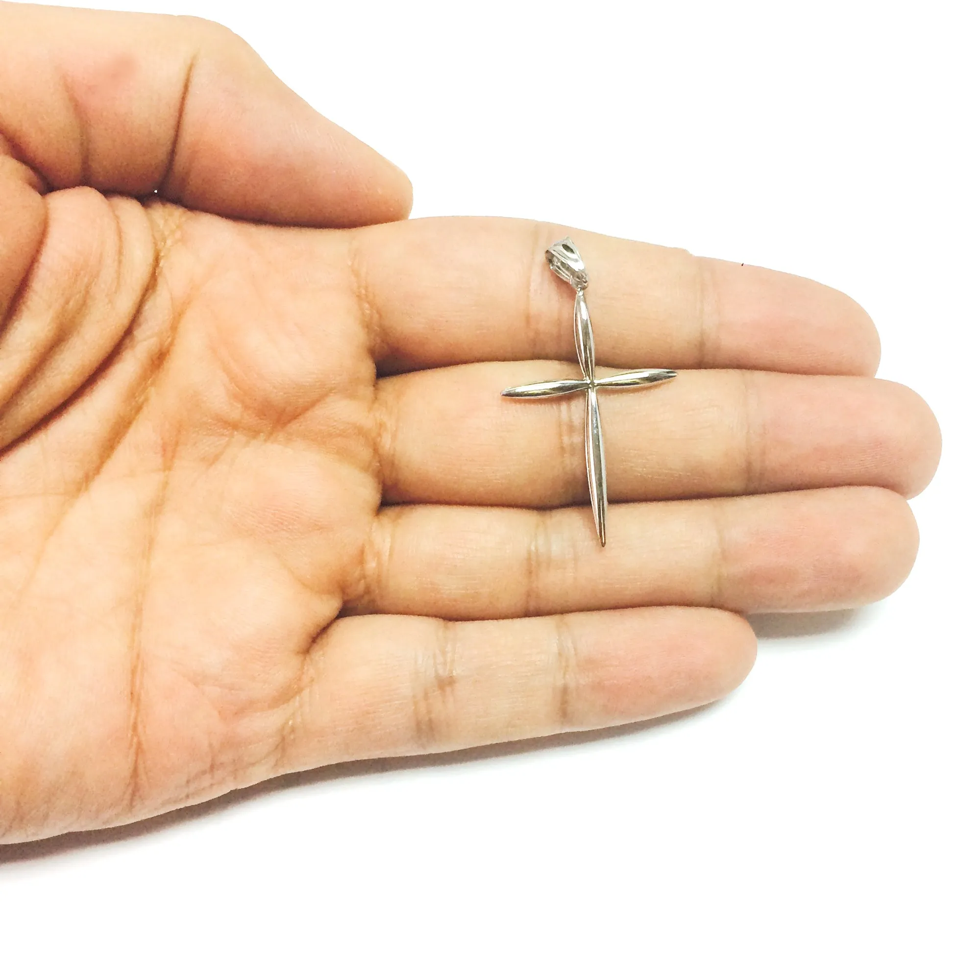 14k White Gold Fancy Cross Pendant 23 x 40 mm