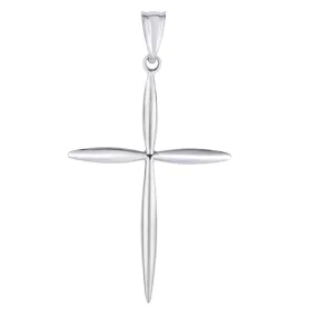 14k White Gold Fancy Cross Pendant 23 x 40 mm