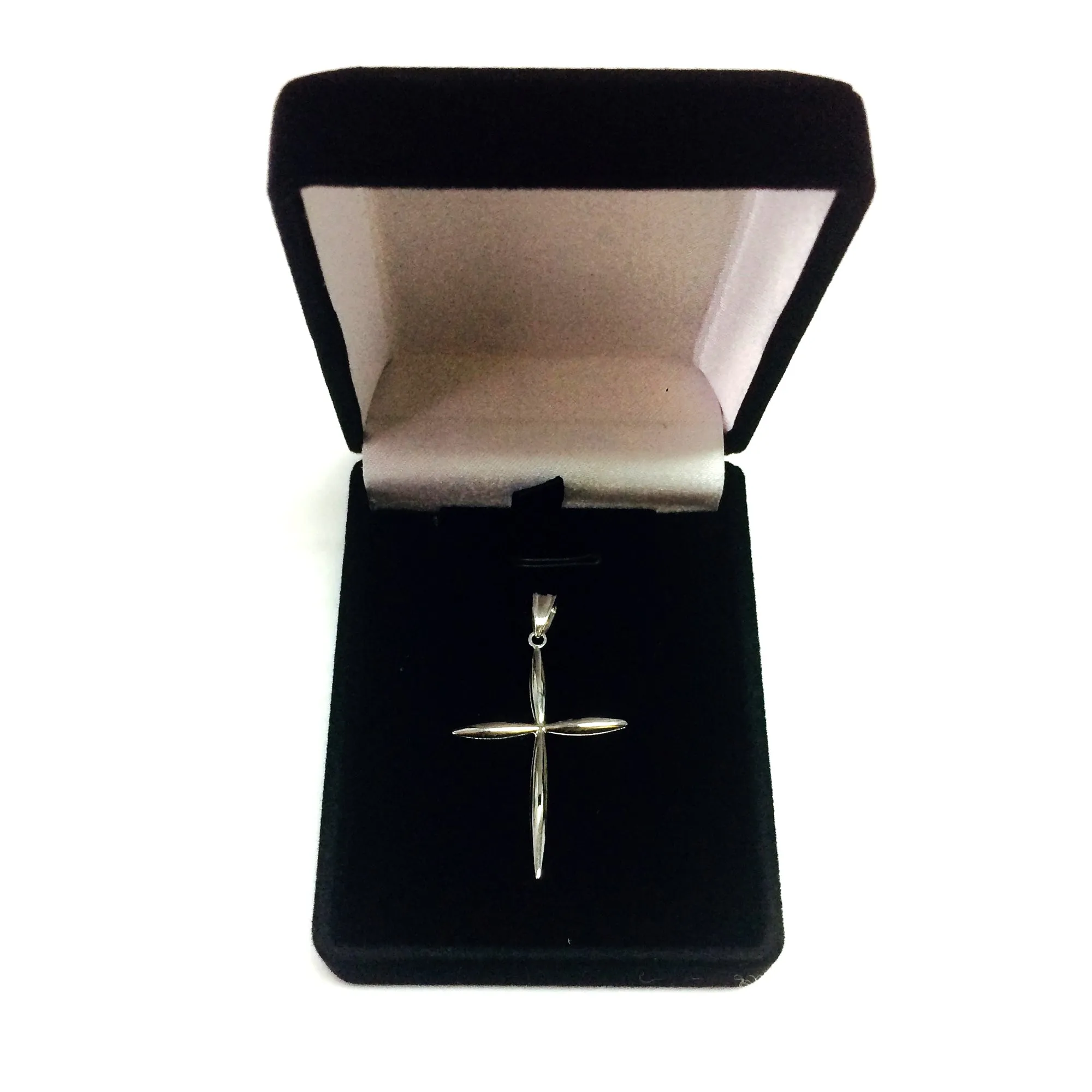 14k White Gold Fancy Cross Pendant 23 x 40 mm