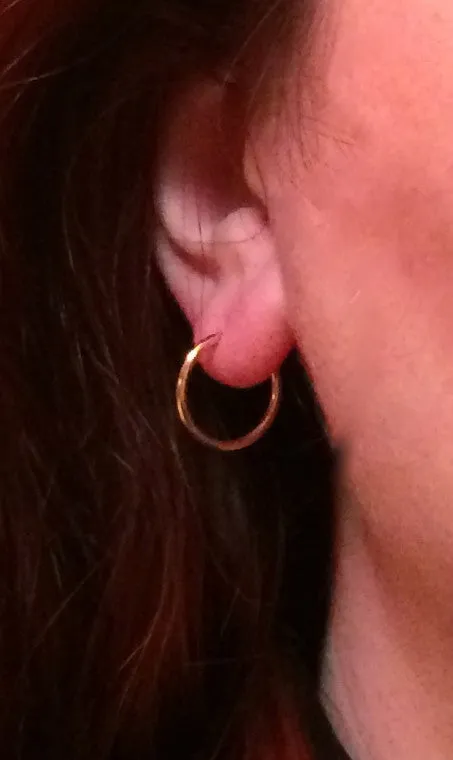 14k Yellow Gold Continuous Endless Hoop Earrings (1.5mm), All Sizes