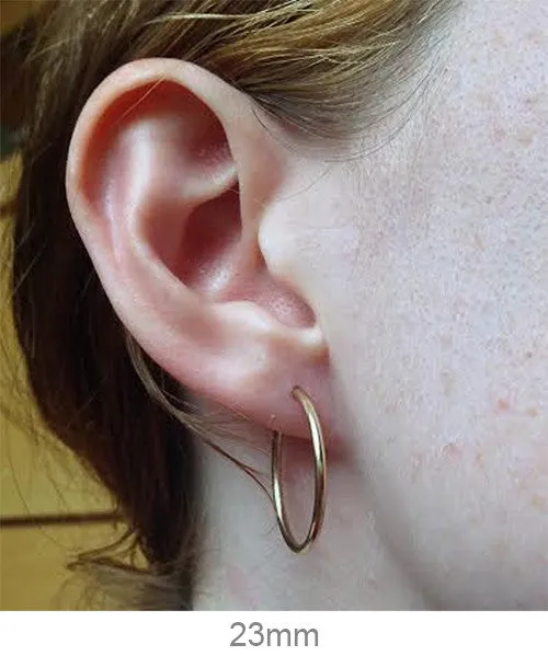 14k Yellow Gold Continuous Endless Hoop Earrings (1.5mm), All Sizes
