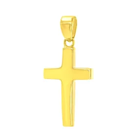 14K Yellow Gold Dainty Cross Charm Religious Pendant with High Polish