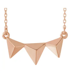 14KT Rose Gold 3D Pyramid Bar Necklace
