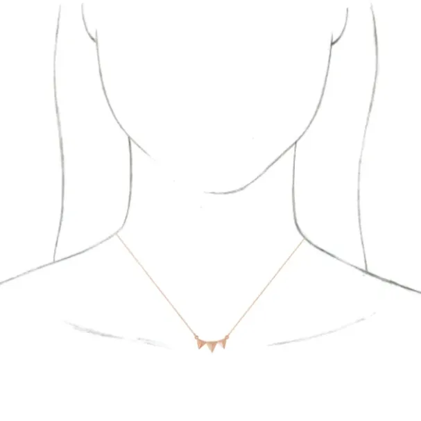 14KT Rose Gold 3D Pyramid Bar Necklace