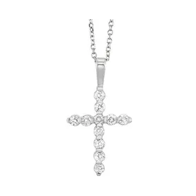 14KT White Gold & Diamond Classic Book Cross Pendants Neckwear Pendant  - 1/10 ctw