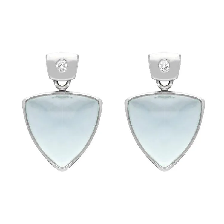 18ct White Gold Aquamarine Diamond Stud Earrings
