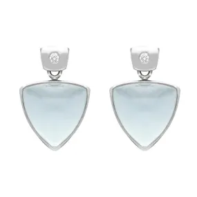 18ct White Gold Aquamarine Diamond Stud Earrings