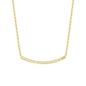 18K Rose/Yellow Gold Diamond-Cut Bar Smile Pendant Necklace