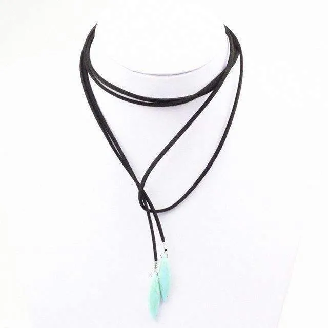 2 Pcs New Fashion Long Black/Brown Velvet Choker Necklace Women Steampunk Gold/Rhodium Tube Collar Necklaces Ras De Cou