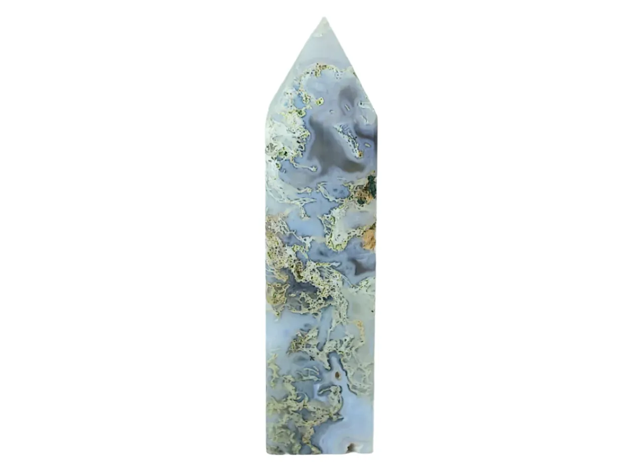 281G Blue Moss Agate Crystal Tower