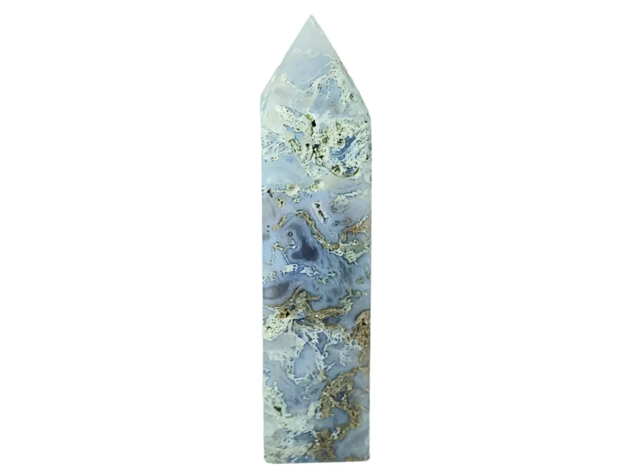 281G Blue Moss Agate Crystal Tower