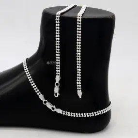 2mm 10.5" 925 sterling silver Double beaded/ball chain anklet bracelet light weight delicate anklets belly dance silver jewelry ank612