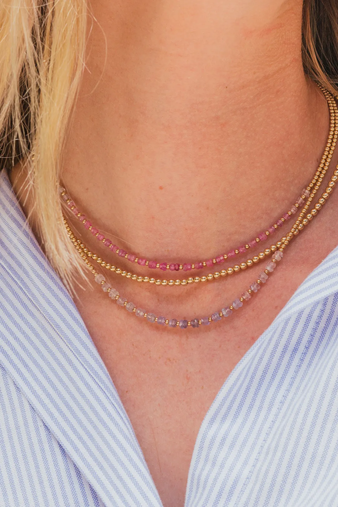 2MM YELLOW GOLD FILLED NECKLACE WITH TWILIGHT OMBRE GOLD PATTERN