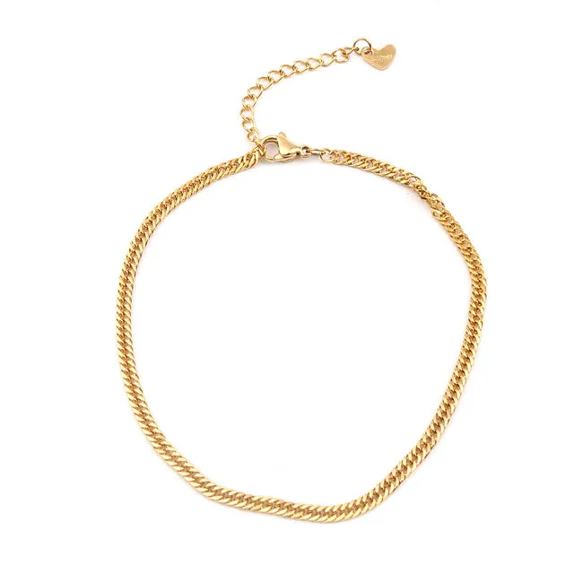 304 Stainless Steel Anklet  For Women Gold Color/Silver Color Heart Shape Women