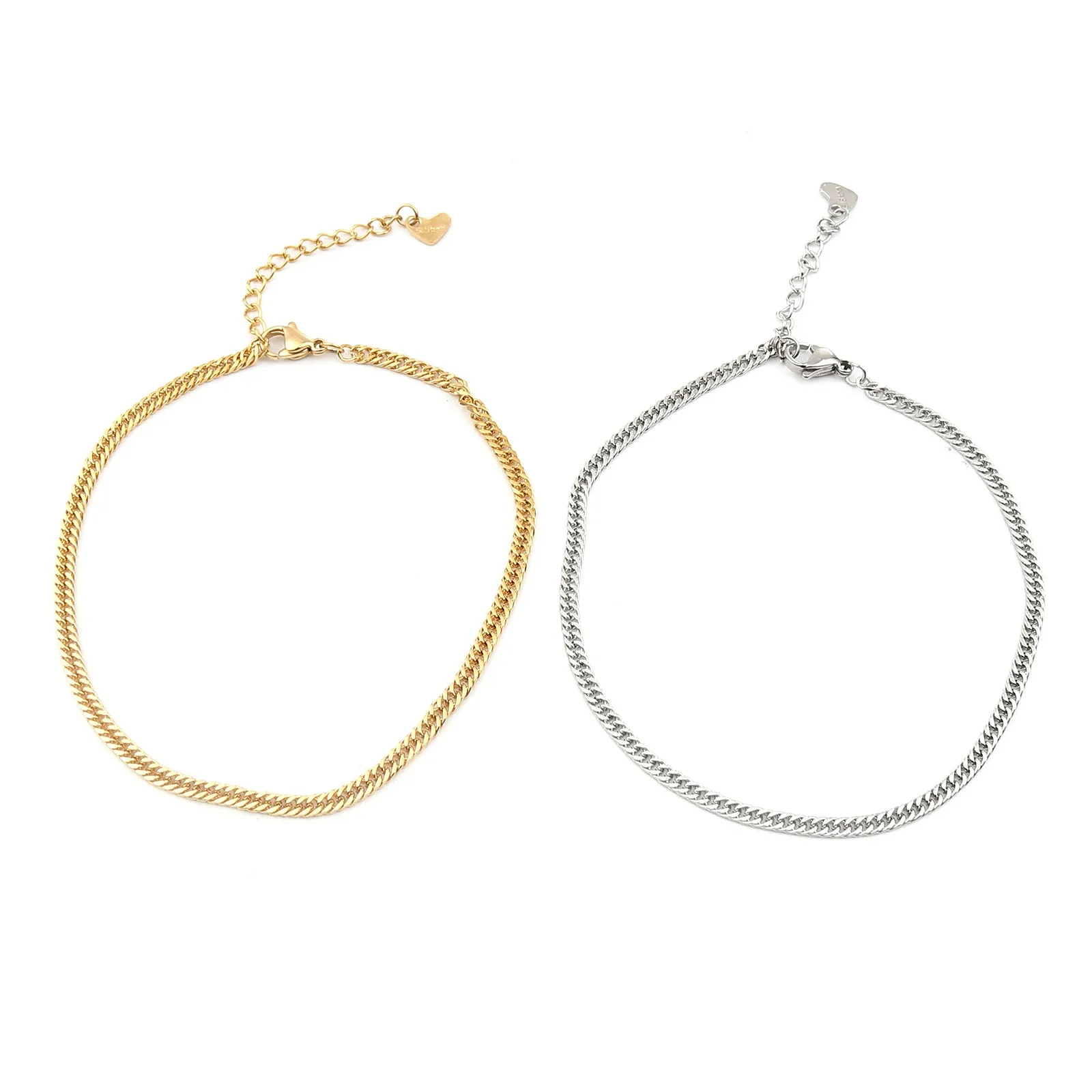 304 Stainless Steel Anklet  For Women Gold Color/Silver Color Heart Shape Women