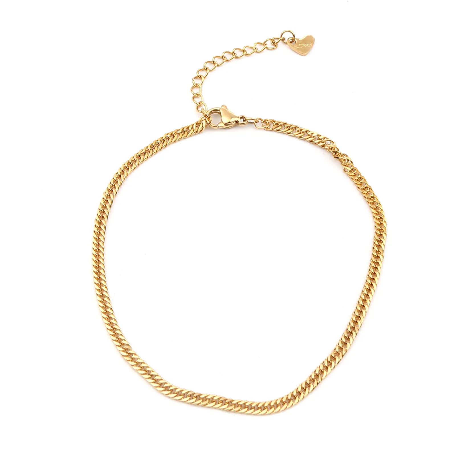 304 Stainless Steel Anklet  For Women Gold Color/Silver Color Heart Shape Women