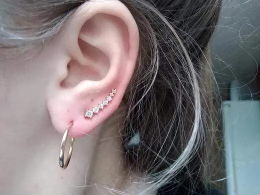 5 Colors, Big Dipper Four Prong Setting 7pcs CZ Rose Gold Color Ear Hook Stud Earrings