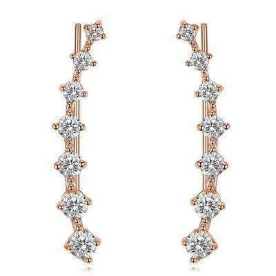 5 Colors, Big Dipper Four Prong Setting 7pcs CZ Rose Gold Color Ear Hook Stud Earrings