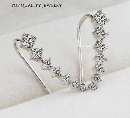 5 Colors, Big Dipper Four Prong Setting 7pcs CZ Rose Gold Color Ear Hook Stud Earrings