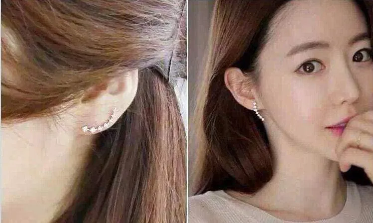 5 Colors, Big Dipper Four Prong Setting 7pcs CZ Rose Gold Color Ear Hook Stud Earrings