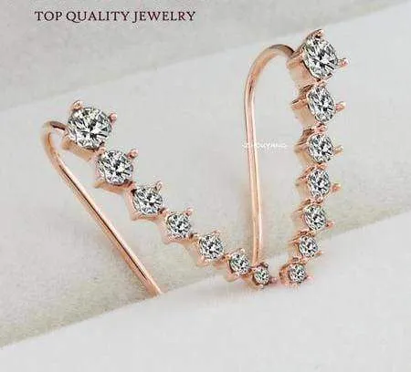 5 Colors, Big Dipper Four Prong Setting 7pcs CZ Rose Gold Color Ear Hook Stud Earrings