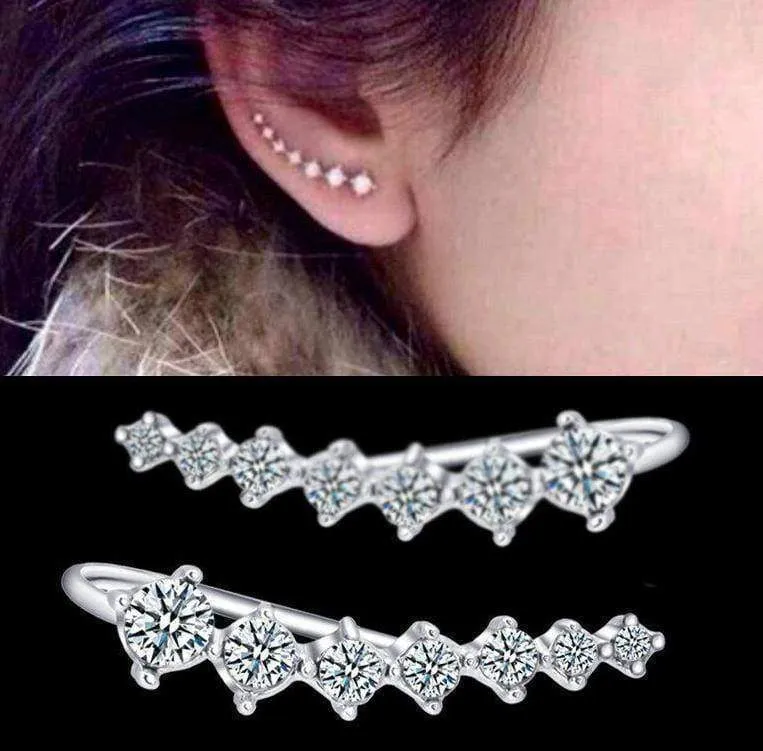 5 Colors, Big Dipper Four Prong Setting 7pcs CZ Rose Gold Color Ear Hook Stud Earrings