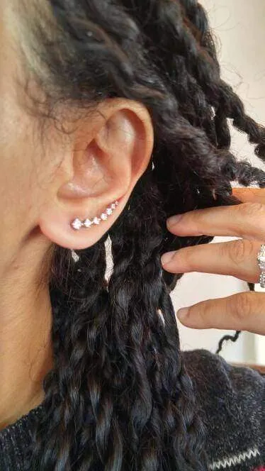 5 Colors, Big Dipper Four Prong Setting 7pcs CZ Rose Gold Color Ear Hook Stud Earrings