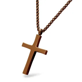 555Jewelry Stainless Steel Cross Adjustable Rolo Chain Pendant Necklace 16-28'' Inches Brown 16.0 Inches