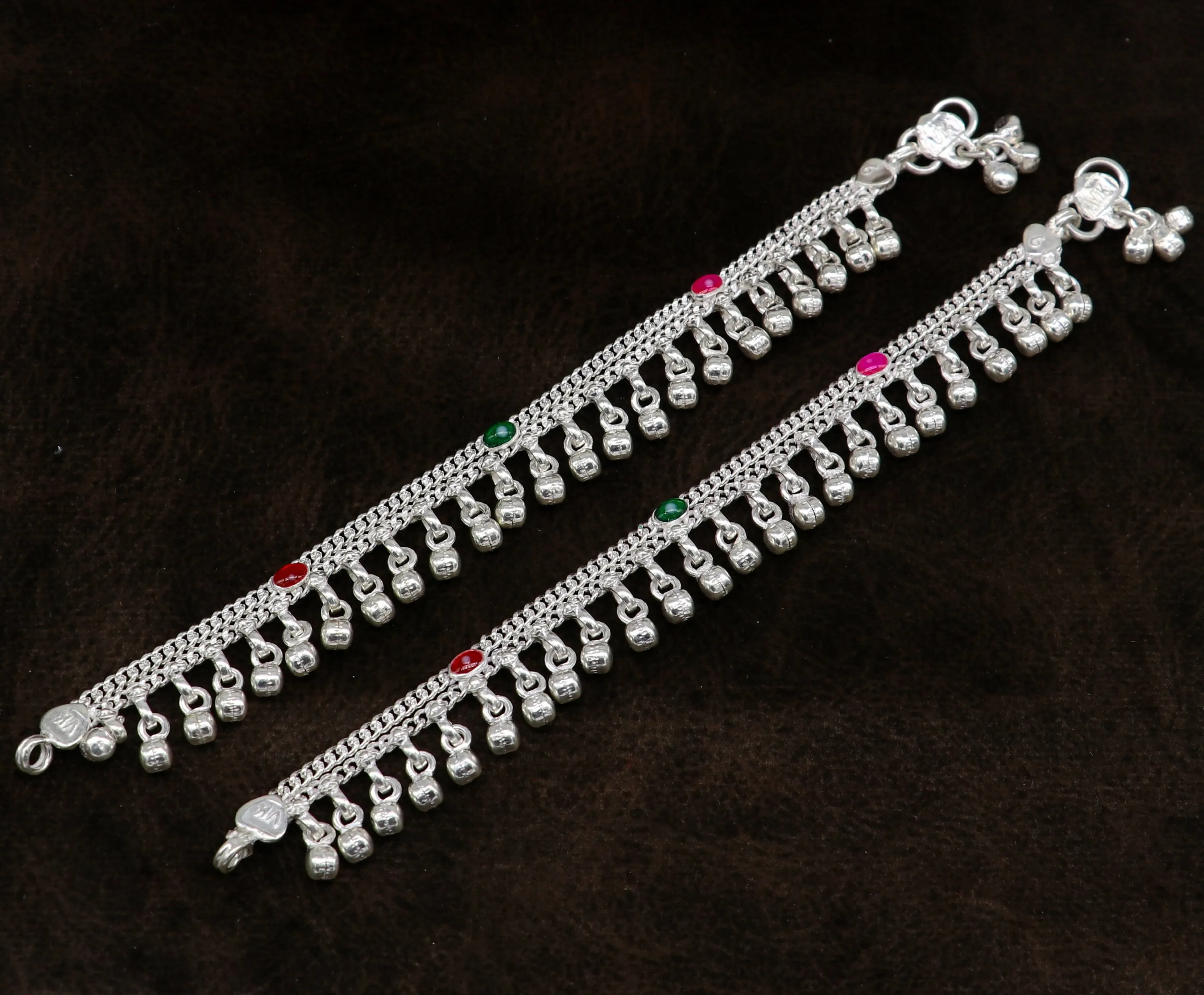 6" long handmade customized waved jingling bells double chain fabulous noisy anklets for baby or kids personalized gift foot bracelet ank293