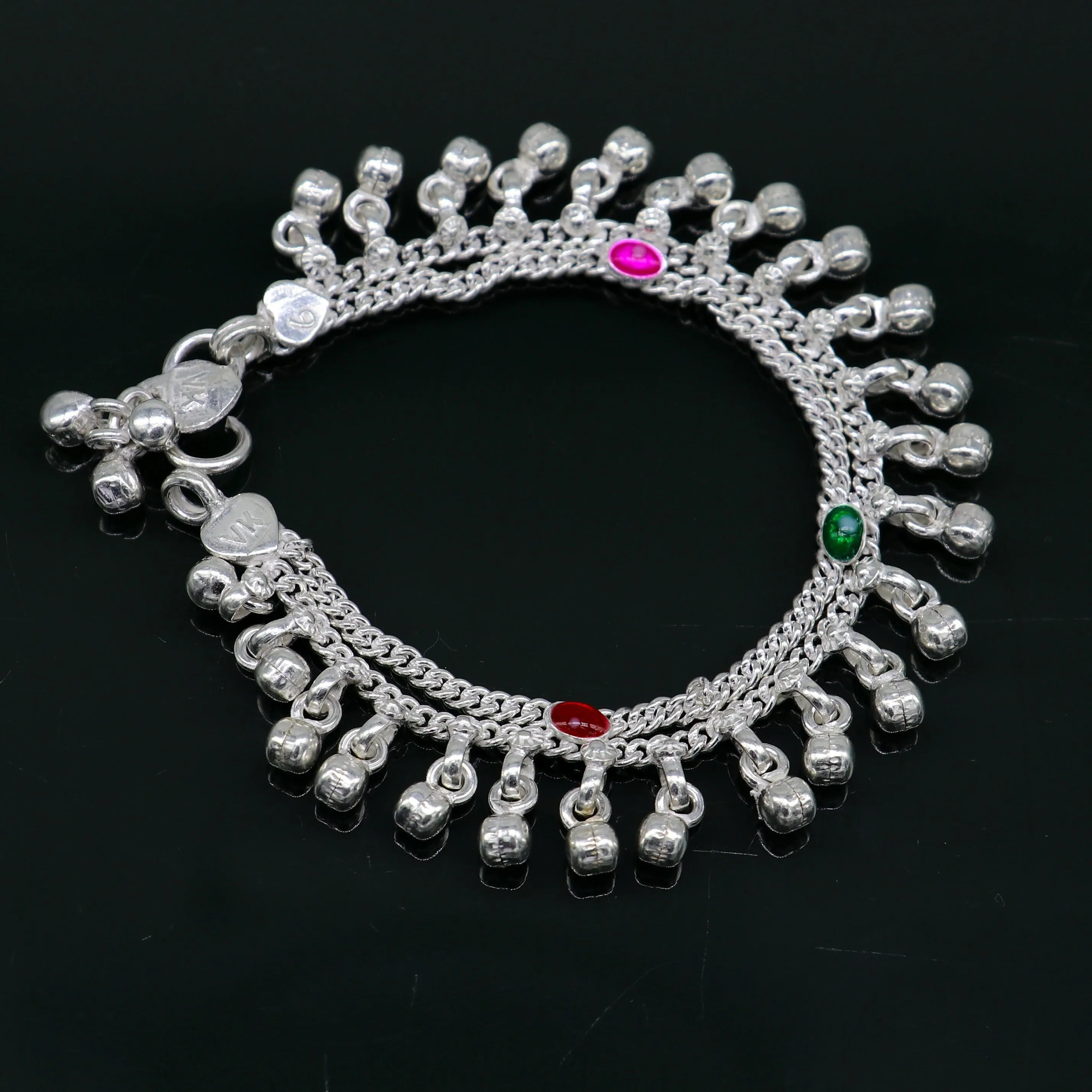 6" long handmade customized waved jingling bells double chain fabulous noisy anklets for baby or kids personalized gift foot bracelet ank293