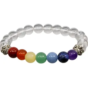 7 Chakra Clear Quartz 8mm Bead Bracelet