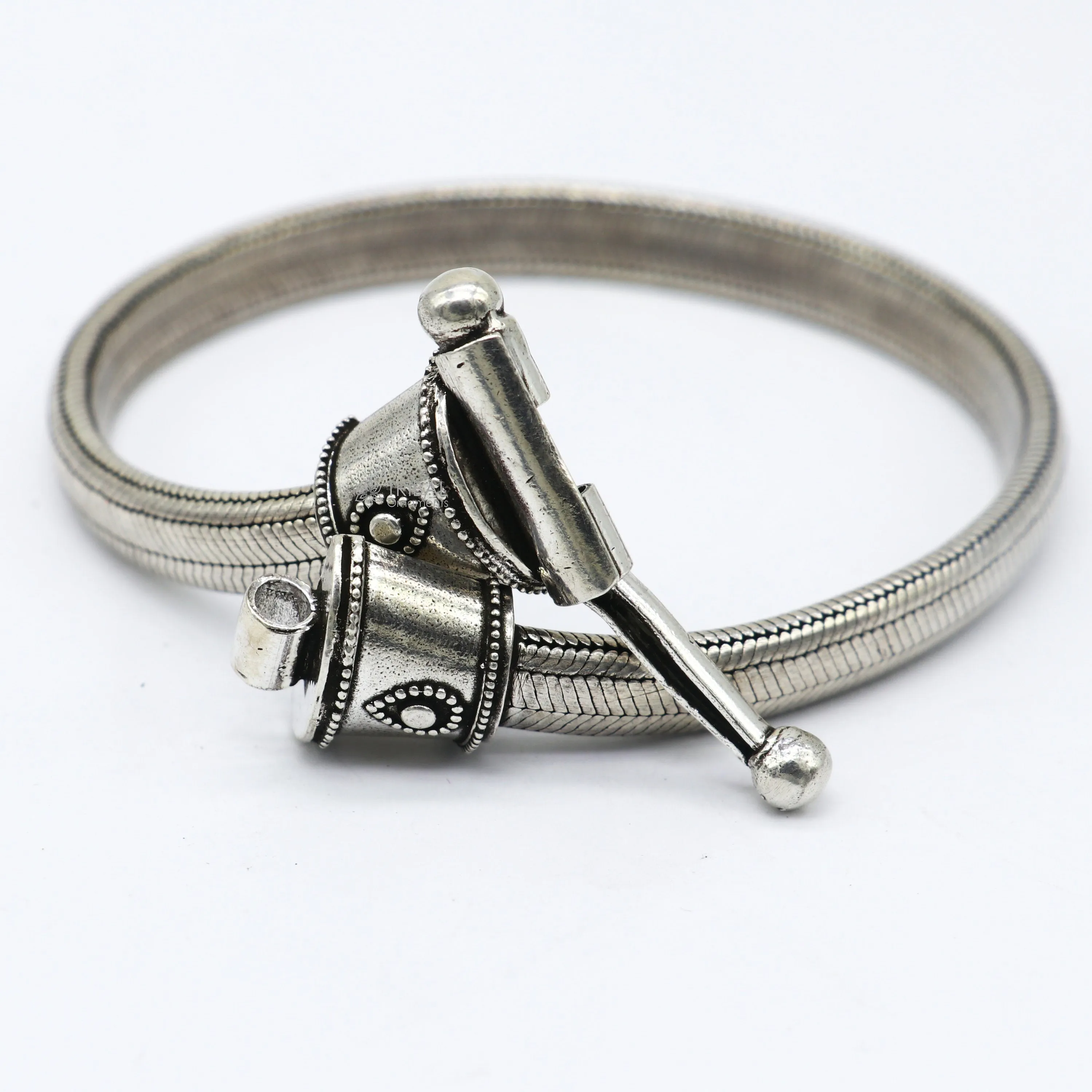 8.5mm Solid 925 sterling silver half round D shape snake anklets, foot bracelet, unique stylish gorgeous looking ankle jewelry india ank615