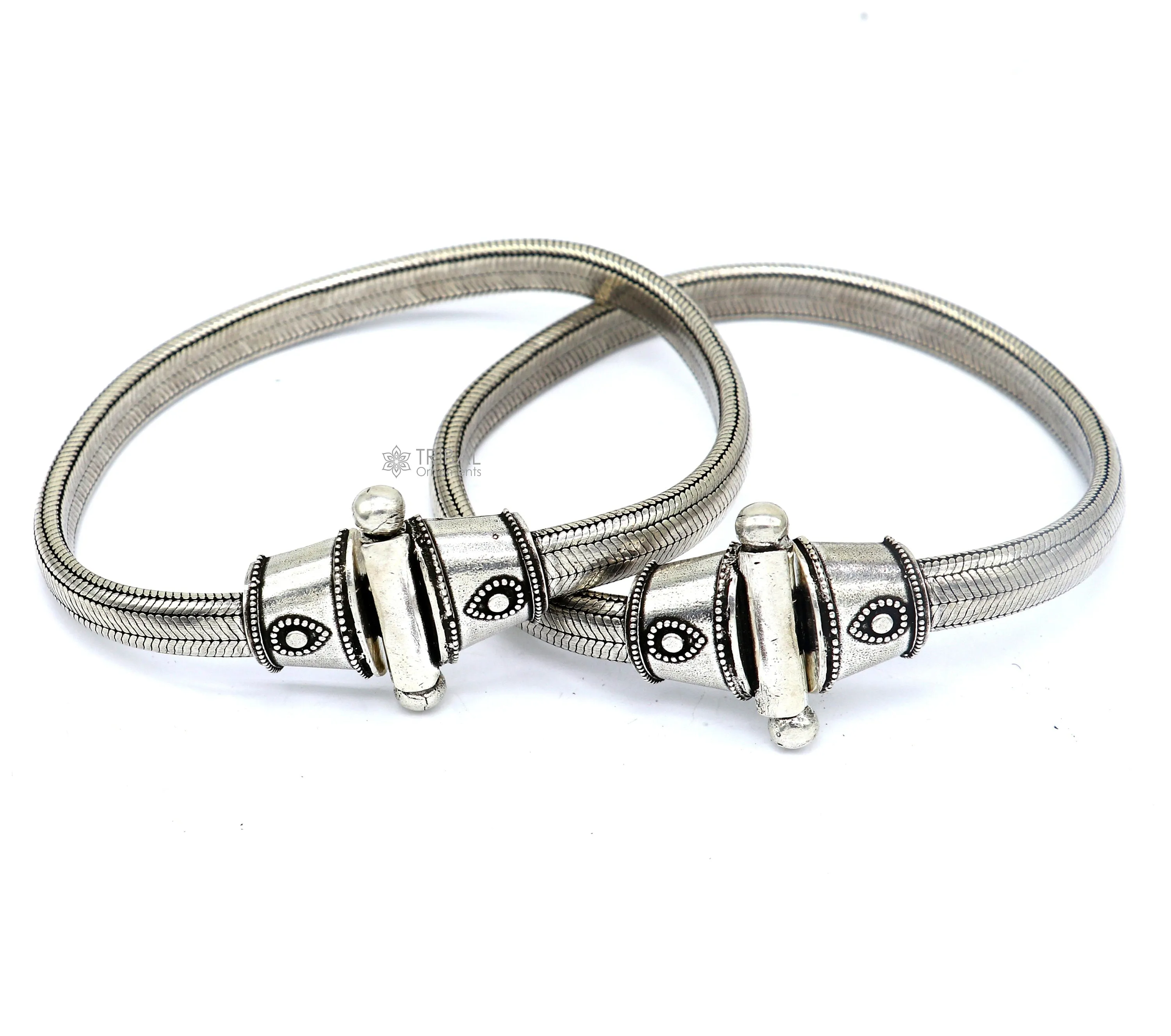 8.5mm Solid 925 sterling silver half round D shape snake anklets, foot bracelet, unique stylish gorgeous looking ankle jewelry india ank615