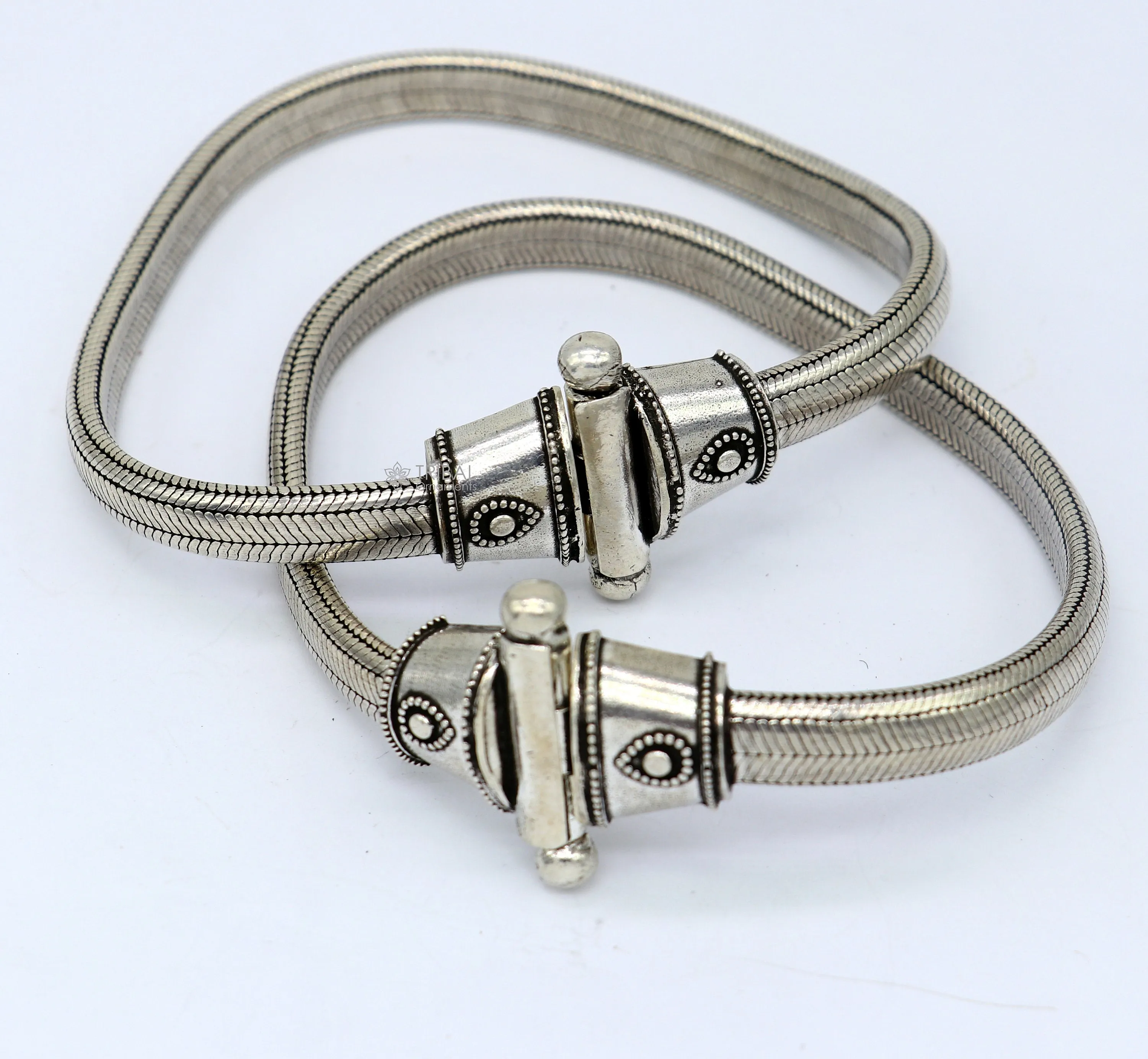 8.5mm Solid 925 sterling silver half round D shape snake anklets, foot bracelet, unique stylish gorgeous looking ankle jewelry india ank615