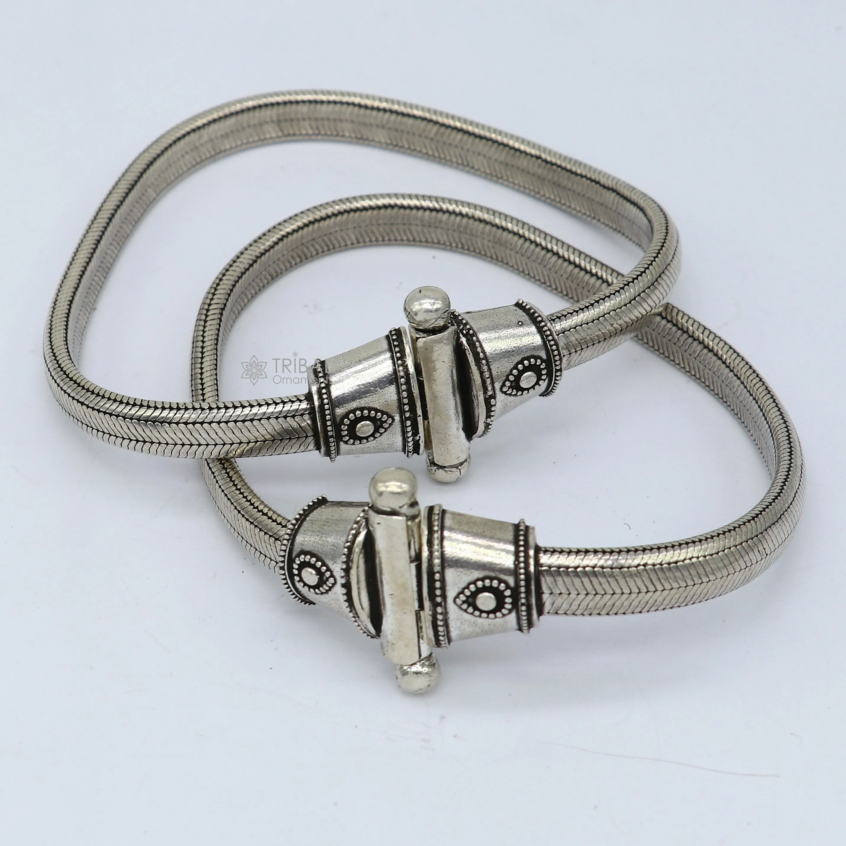 8.5mm Solid 925 sterling silver half round D shape snake anklets, foot bracelet, unique stylish gorgeous looking ankle jewelry india ank615
