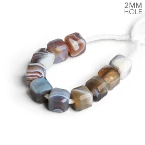 8mm Botswana Agate 2mm Large Hole Cubes 10 Beads