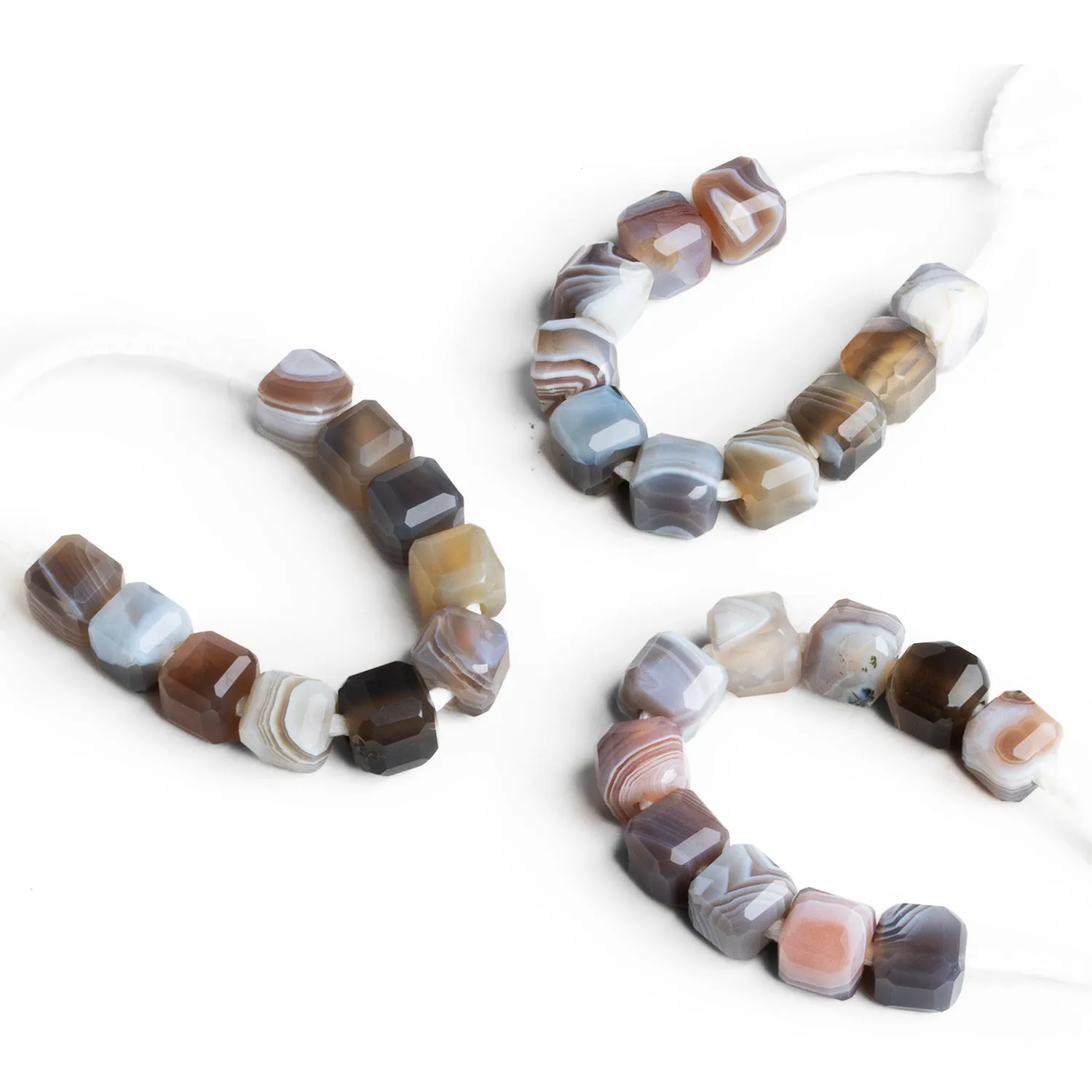 8mm Botswana Agate 2mm Large Hole Cubes 10 Beads