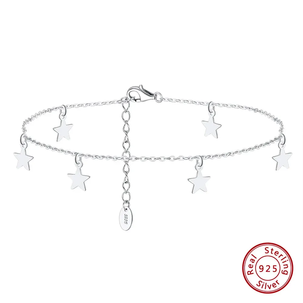 925 Silver Cable Chain with Cross Anklets for Women
