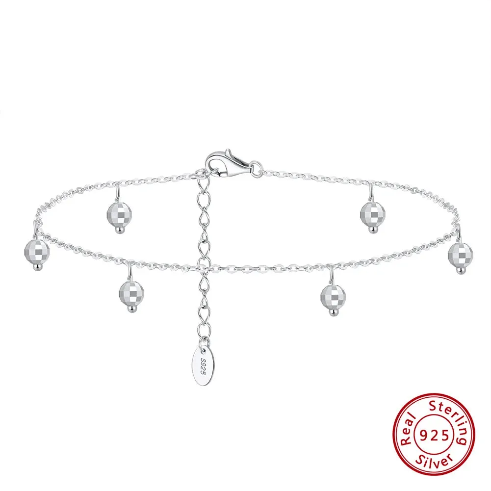 925 Silver Cable Chain with Cross Anklets for Women