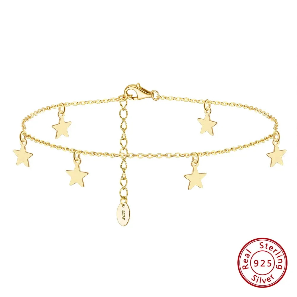 925 Silver Cable Chain with Cross Anklets for Women