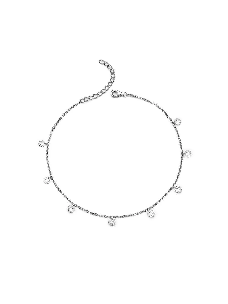 925 Silver cystal queen anklets